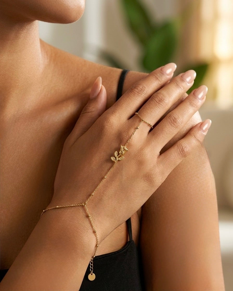 Golden Rose Hand Chain