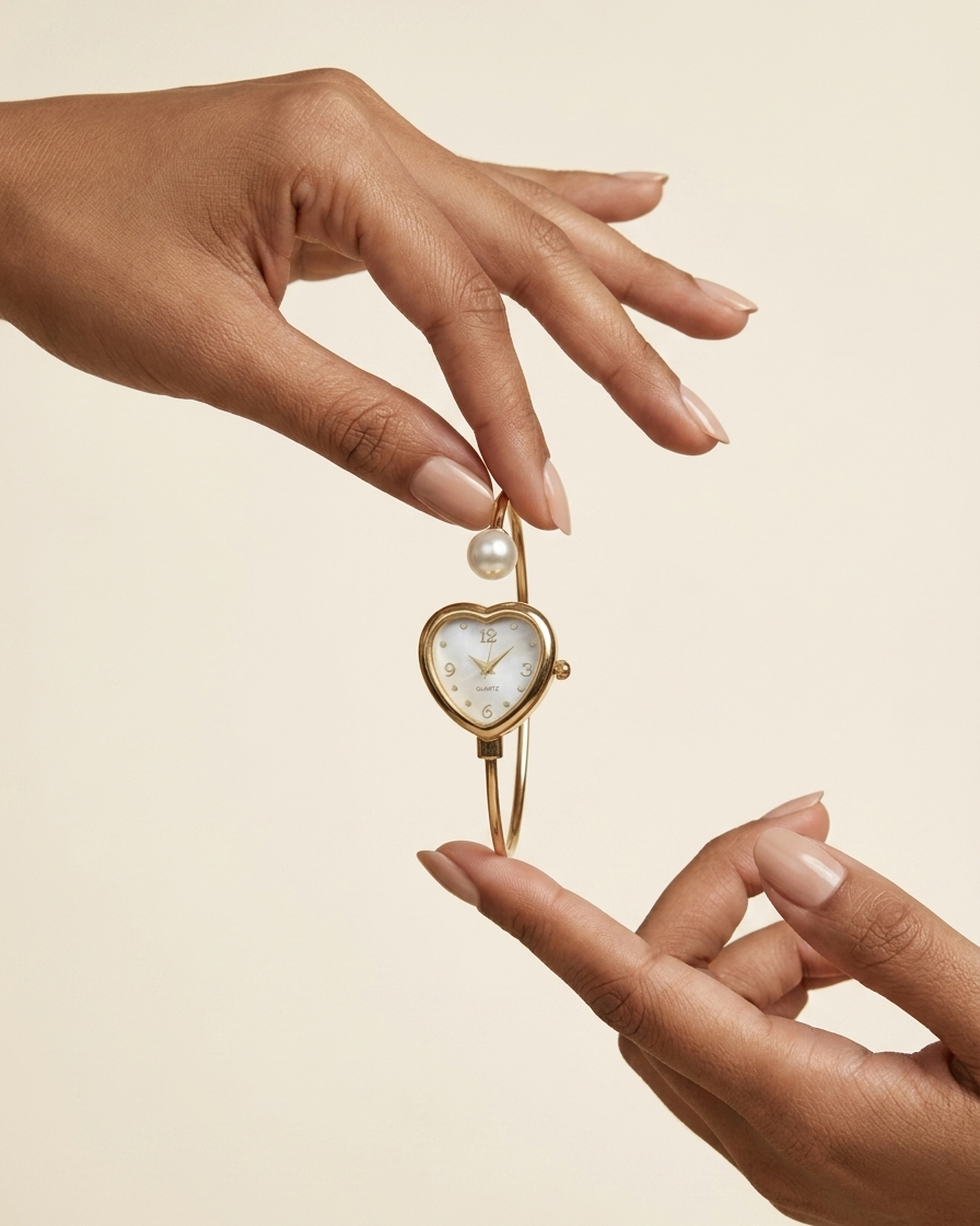 Golden Heart Pearl Cuff