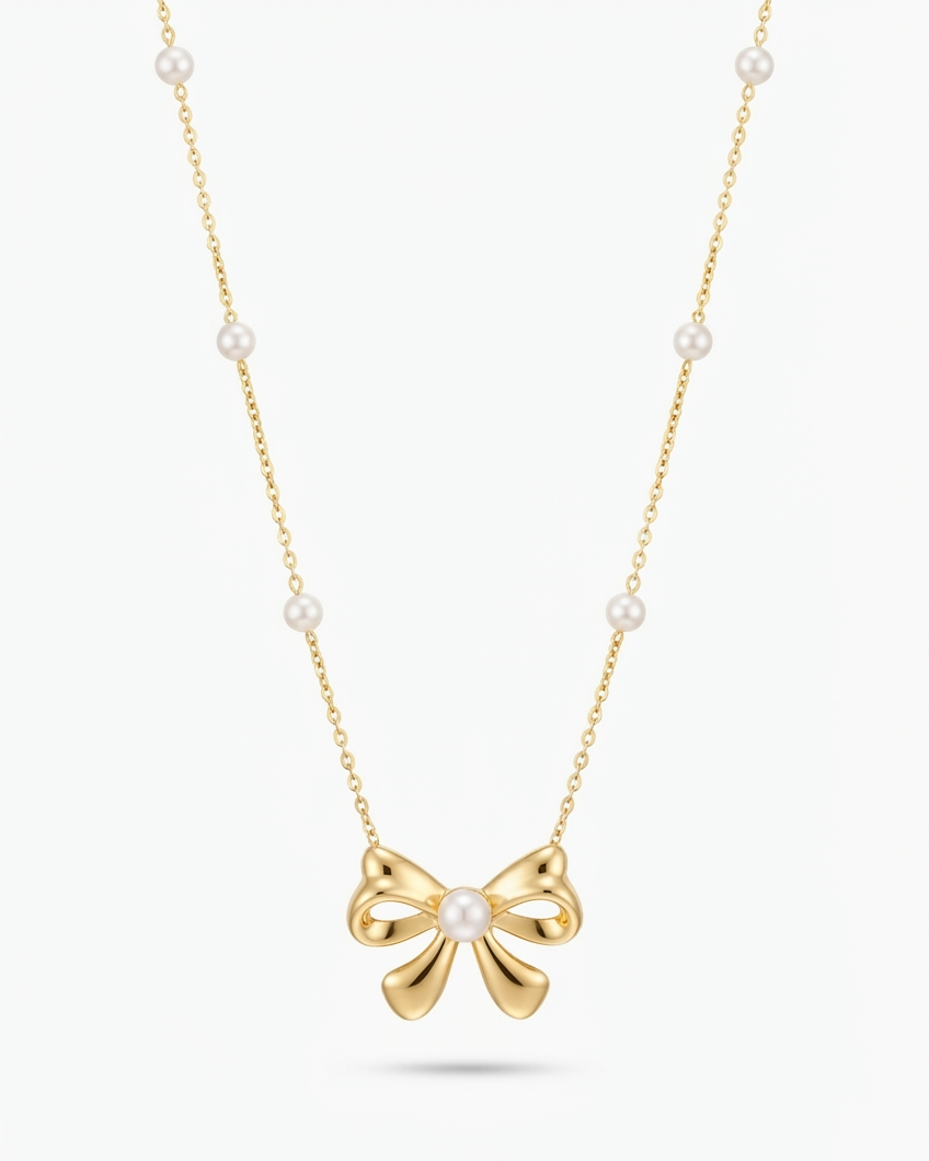Pearl Bow Necklace