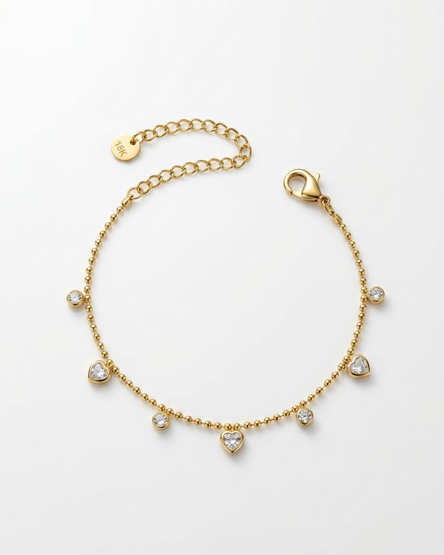 Crystal Heart Dangle Bracelet