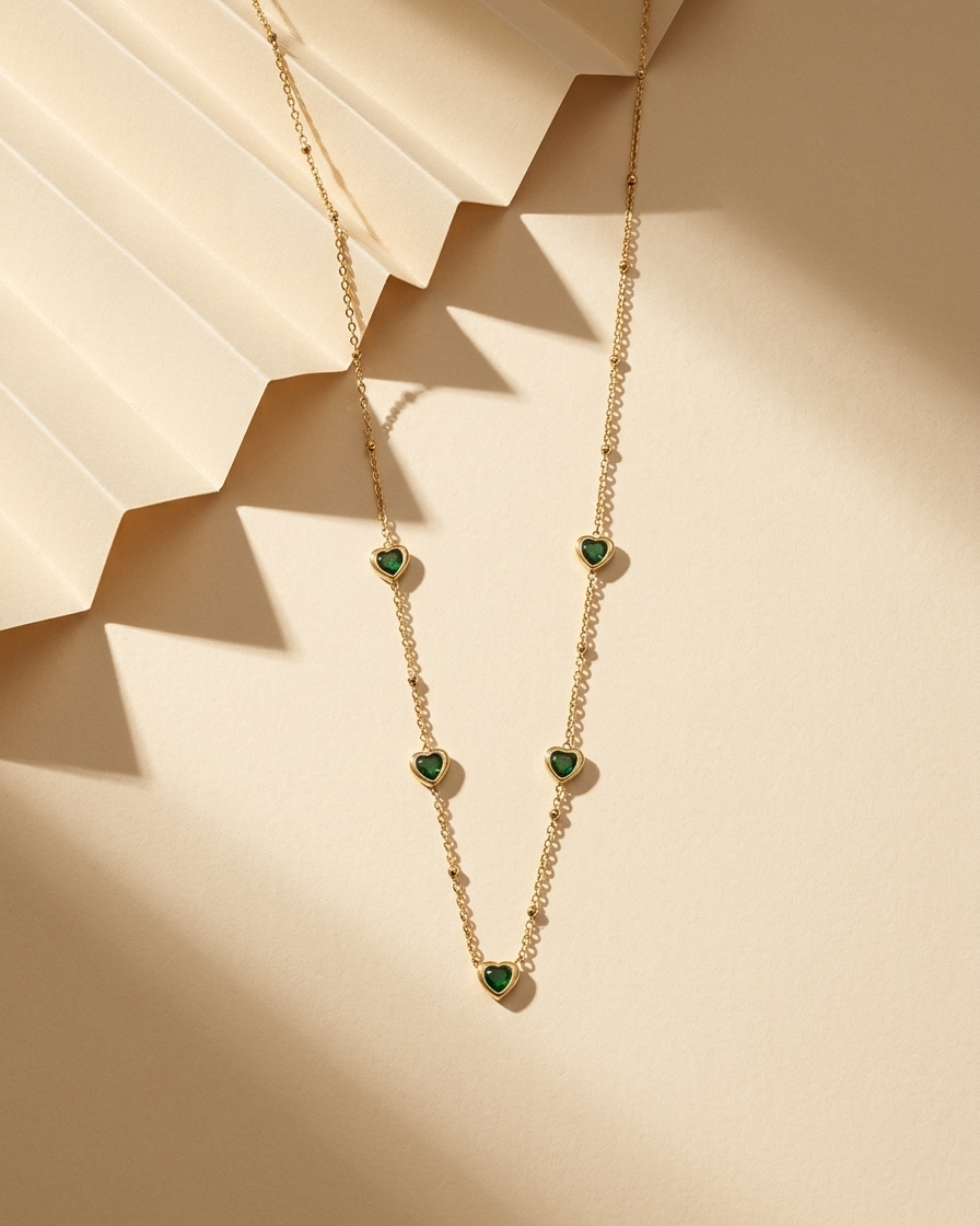 Emerald Hearts Necklace