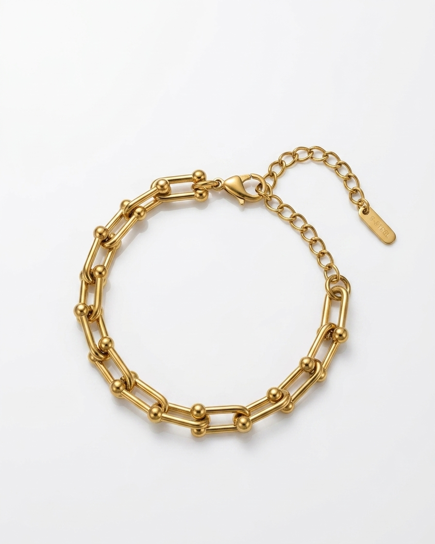 Golden Orbit Link Bracelet