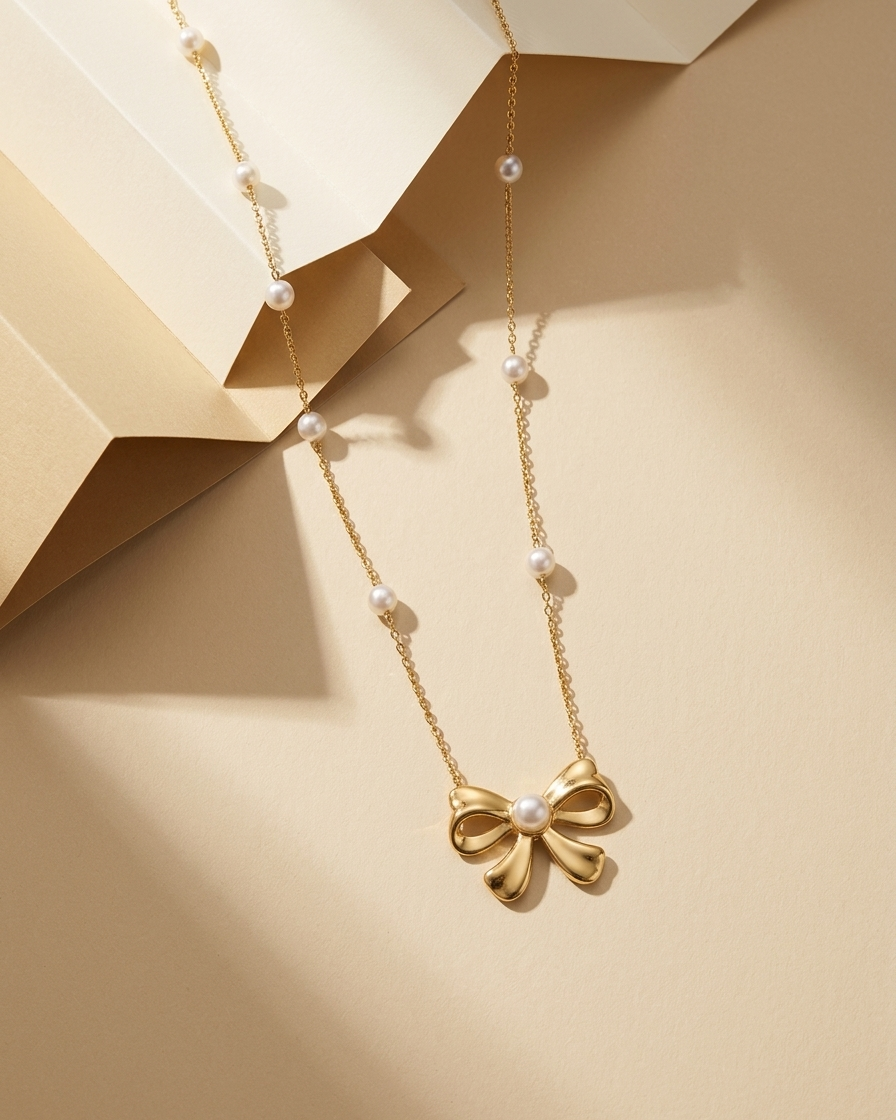 Pearl Bow Necklace