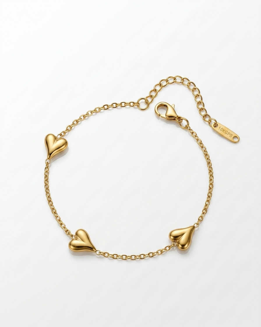 Triple Heart Chain Bracelet